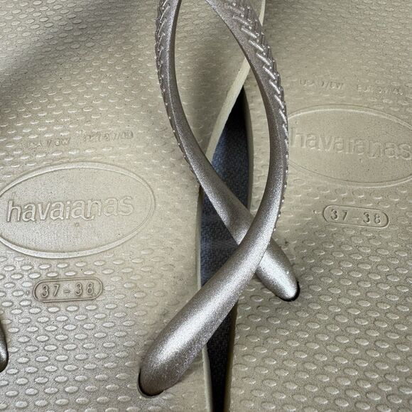 Women’s Havaianas Slim Flip Flops Thong Sandals Sand Gray Light Golden 7/8 - Picture 8 of 9